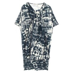 Celine 2010 Phoebe Philo Cotton and Leather Dress, Navy /Cream, XS